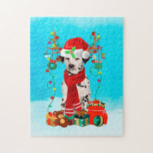 Puzzle Dalmacia en la nieve con regalos de Navidades