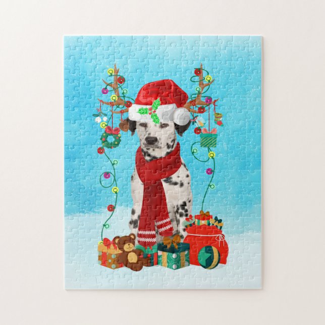 Puzzle Dalmacia en la nieve con regalos de Navidades (Vertical)