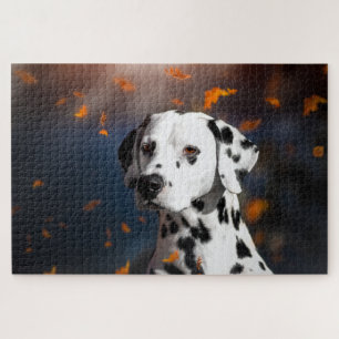 Puzzle Dalmación Perro Retrato Animal Hojas de Caída