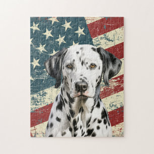Puzzle Dálmata con bandera estadounidense Grunge