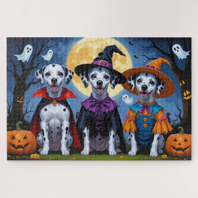 Puzzle Dalmatia Perro Calabaza Halloween Gracioso (Horizontal)