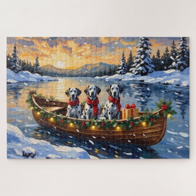 Puzzle Dalmatian Christmas Boat Holiday (Horizontal)