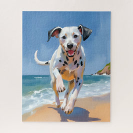 Puzzle Dalmatian Dog Beach Watercolor Pet Painting