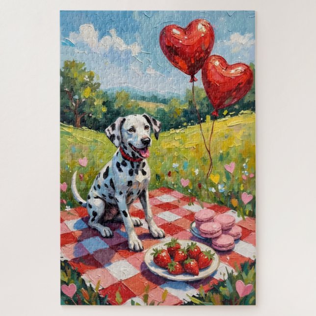 Puzzle Dalmatian Dog Valentine's Day Picnic Feast (Vertical)