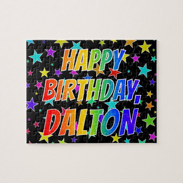 Puzzle "DALTON" Nombre, Diversión "FELIZ CUMPLEAÑOS" (Horizontal)