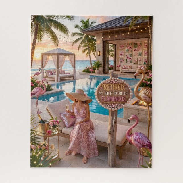 Puzzle Dama Chic Retirada Tema Flamenco Playa Tropical (Vertical)