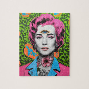 Puzzle Dama con el pelo rosado y un tercer ojo