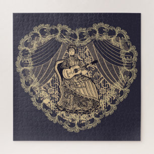 Puzzle Dama con guitarra