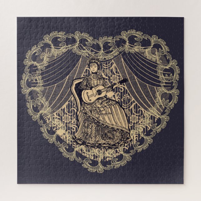 Puzzle Dama con guitarra (Vertical)