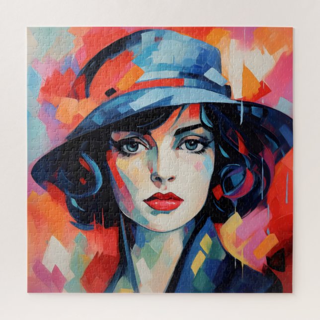 Puzzle Dama con sombrero fauvismo (Vertical)