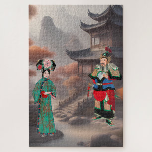 Puzzle Dama con traje moderno de Manchu