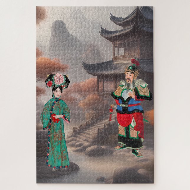 Puzzle Dama con traje moderno de Manchu (Vertical)