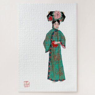 Puzzle Dama con traje moderno de Manchu