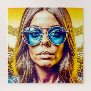 Puzzle Dama de Guay con gafas de sol azules
