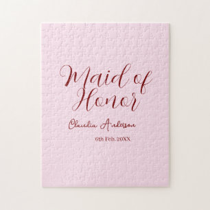 Puzzle Dama de honor malva nombre fecha rosa pastel novia