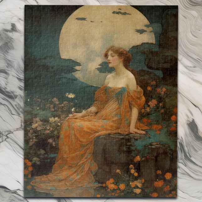 Puzzle Dama de luna, elegante Art Nouveau (Subido por el creador)