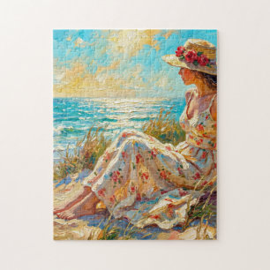 Puzzle Dama de playa impresionista al óleo – Verano
