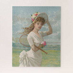 Puzzle Dama de tenis victoriana con sombrero floreado ant