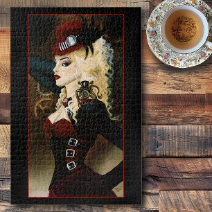 Puzzle Dama Elegante Relojería Roja Steampunk Victoriana