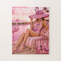 Dama Glam Chic Clásica Flamingo Rosa Tropical Play