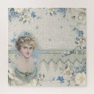 Puzzle Dama Victoriana Vintage Shabby Chic con Flores