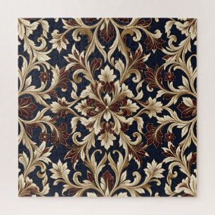 Puzzle Damasco de Borgoña Dorado Patrón Barroco Ornate