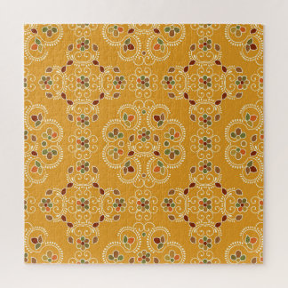 Puzzle Damasco indio tradicional, patrón sin costuras.