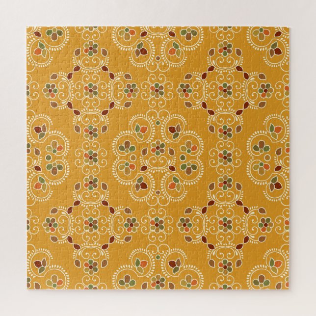 Puzzle Damasco indio tradicional, patrón sin costuras. (Vertical)