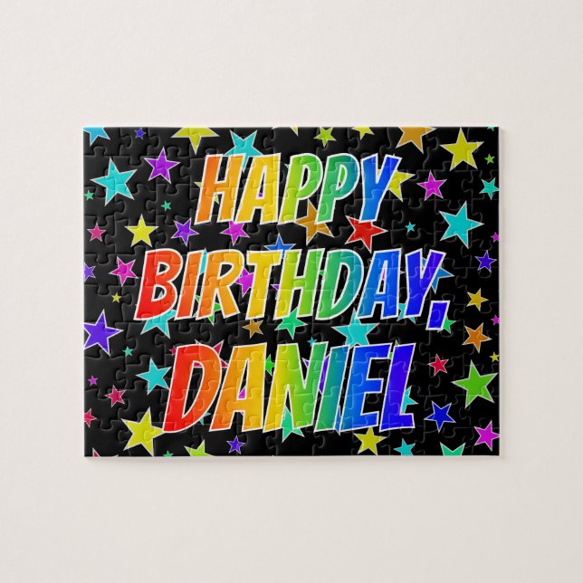 Puzzle "DANIEL" Nombre, Diversión "FELIZ CUMPLEAÑOS" (Horizontal)
