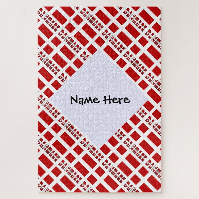 Puzzle Danmark y Dannebrog Personalizado en Baldosas (Vertical)