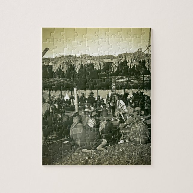 Puzzle danza de guerra de cabeza llana del nativo (Vertical)