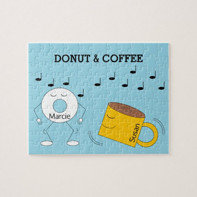 Puzzle Danzando en polvo Donut & Coffee Mug: (Horizontal)