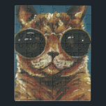 Puzzle Dapper Animal | Gatito En Gafas De Sol<br><div class="desc">Esta impresión presenta un gatito marrón con gafas de sol redondas | Por Jennifer Rutledge</div>