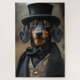 Puzzle Dapper Dachshund con elegante atuendo victoriano