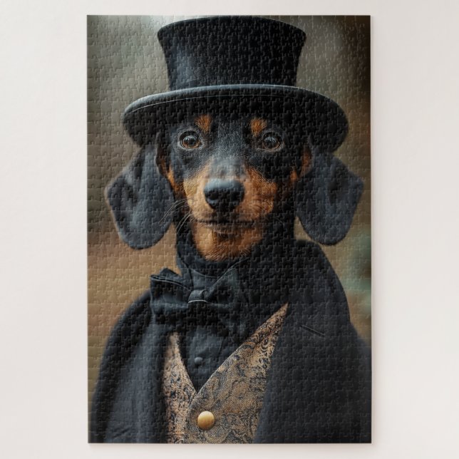 Puzzle Dapper Dachshund con elegante atuendo victoriano (Vertical)
