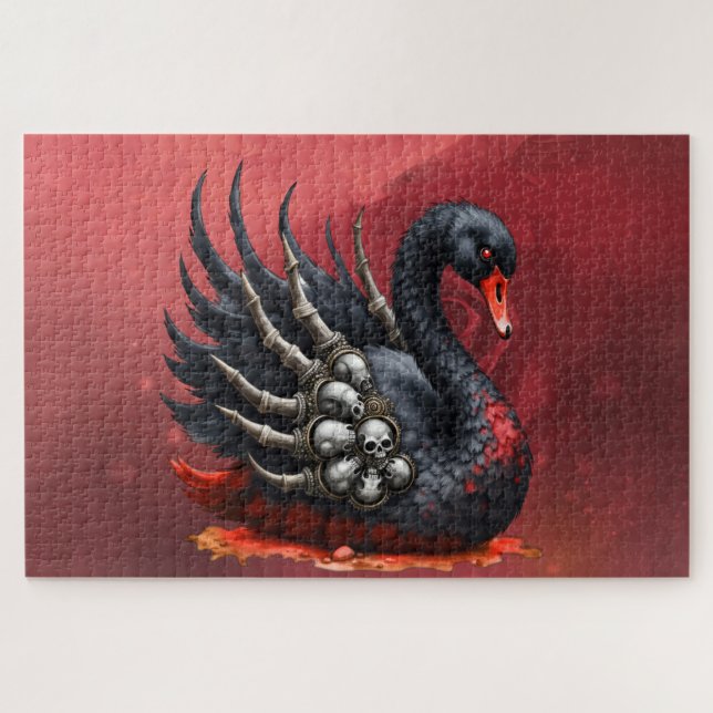 Puzzle Dark Swan of Bones – Gothic Elegance  (Horizontal)