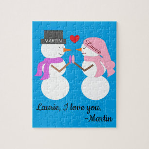 Puzzle Darling Snowpeople in Love: Navidades Blue-Green