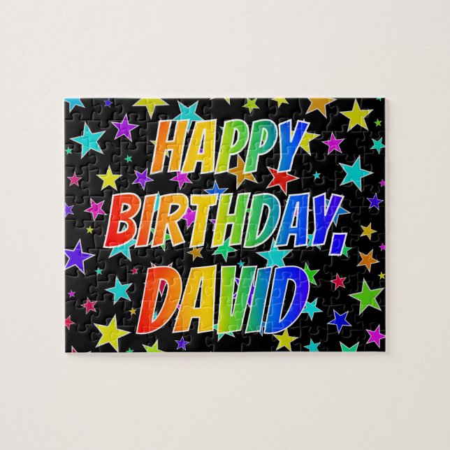 Puzzle "DAVID" Nombre, Diversión "FELIZ CUMPLEAÑOS" (Horizontal)