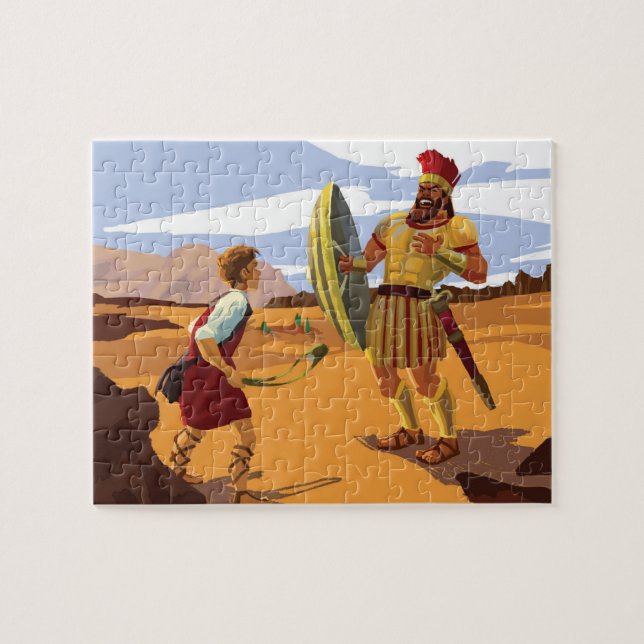 Puzzle David se prepara para derrotar a Goliat con una ho (Horizontal)