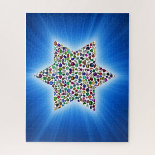 Puzzle David Star hecho con piedras en todos los colores