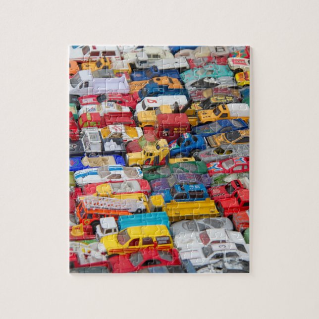 Puzzle de automóviles y camiones con estaño (Vertical)