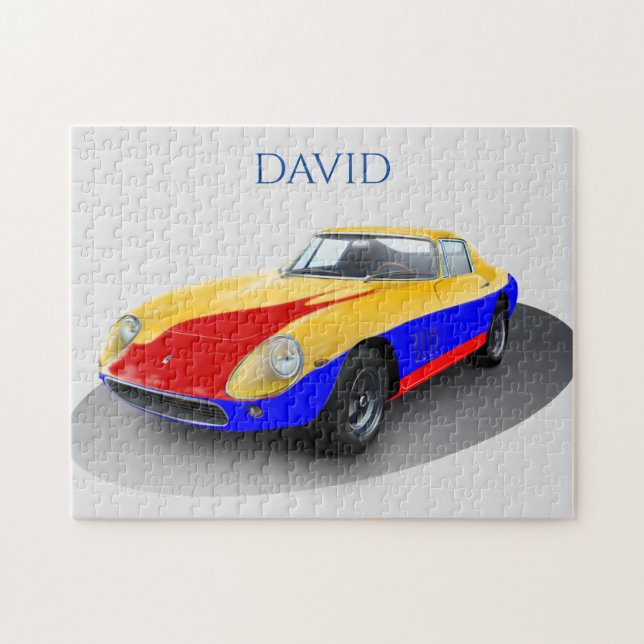 PUZZLE DE COCHES DE RAZA. Nombre personalizado. (Horizontal)