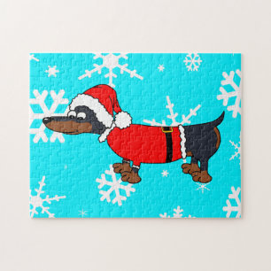 Puzzle de diseño de copos de nieve de perro Santa