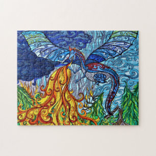 Puzzle de dragón de vidrio manchado