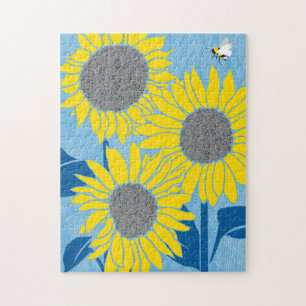 Puzzle de girasol 11x14 para personas ciegas al co