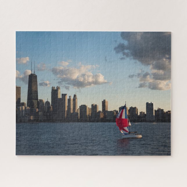 Puzzle de Jigsaw en Chicago y el Lago Michigan (Horizontal)