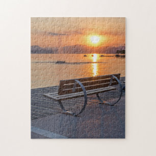 Puzzle de puesta de sol en el lago Garda