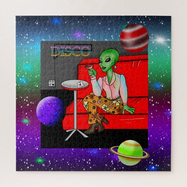 Puzzle Decenio de 1970 Retro Extraterrestre en Disco Loun (Vertical)