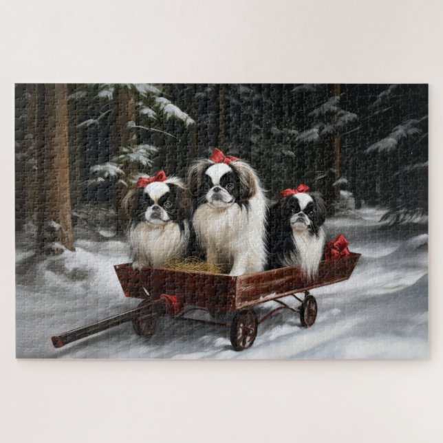 Puzzle Decoración de los Navidades Chin Snowy Sleigh (Horizontal)