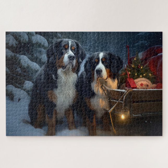 Puzzle Decoración de los Navidades de montaña Snowy Sleig (Horizontal)
